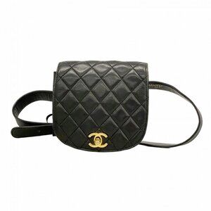 Chanel Waist Bag Quilted Lambskin Black Gold